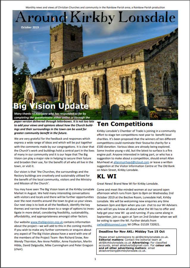 QEStudio_School's tweet photo. AKL (Around Kirkby Lonsdale) @copywrittencouk is a fantastic community publication and is available online. Download the latest edition here: https://t.co/6TIAWy5EsA #professionalpartners #communitywellbeing #kirkbylonsdale https://t.co/hyTmFCC3cB