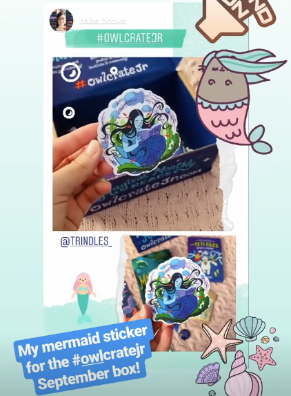 Trindles_'s tweet photo. I was so excited when OwlCrate Jr asked me to design a sticker for their 'Legends of the Deep' September box! If you've ever seen my posts during #Mermay, then you'll know I love drawing bookish mermaids. Made this one a little vamp! @owlcrate #owlcratejr #legendsofthedeep https://t.co/UiYGbvu8Eh