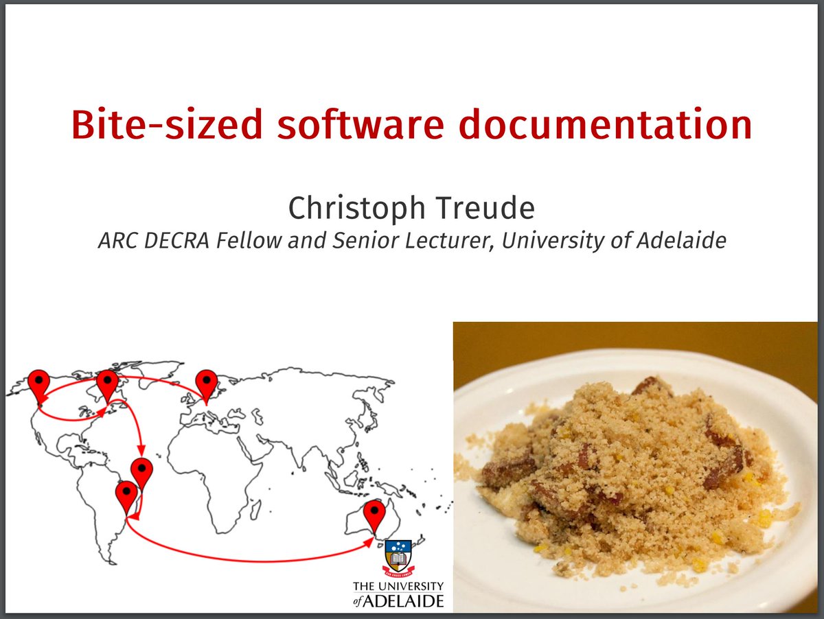 ctreude's tweet photo. Slides from my @vemworkshop keynote "Bite-sized Software Documentation": https://t.co/Udx2lvK8dU

The corresponding papers:
- TaskNav https://t.co/ISnZoxIAlX
- Pycee https://t.co/28Mgmc0hET
- SISE https://t.co/TfSS6B02e7
- README https://t.co/sWJagLe41K https://t.co/UER69vkSVF