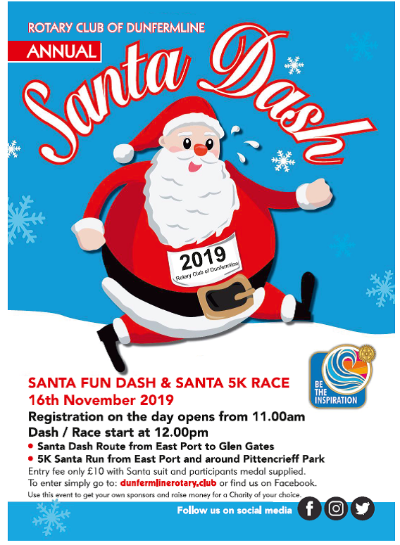 The Rotary Club of Dunfermline are Ho Ho Hoping that you can make their festive event!

A fun family event for all! #Santadash #5krace #festivefun