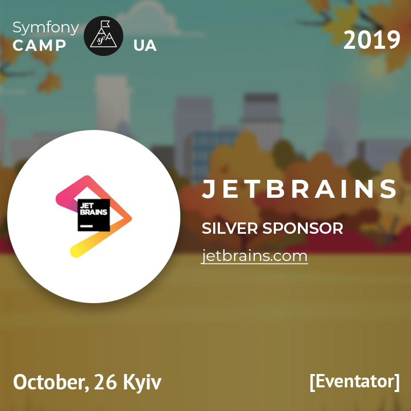 symfonycampua's tweet image. 2019.symfonycamp.org.ua
We thank company @jetbrains , which has been a silver sponsor for supporting the Symfony Camp UA 2019 conference!
jetbrains.com
#symfonycampua #sfcampua