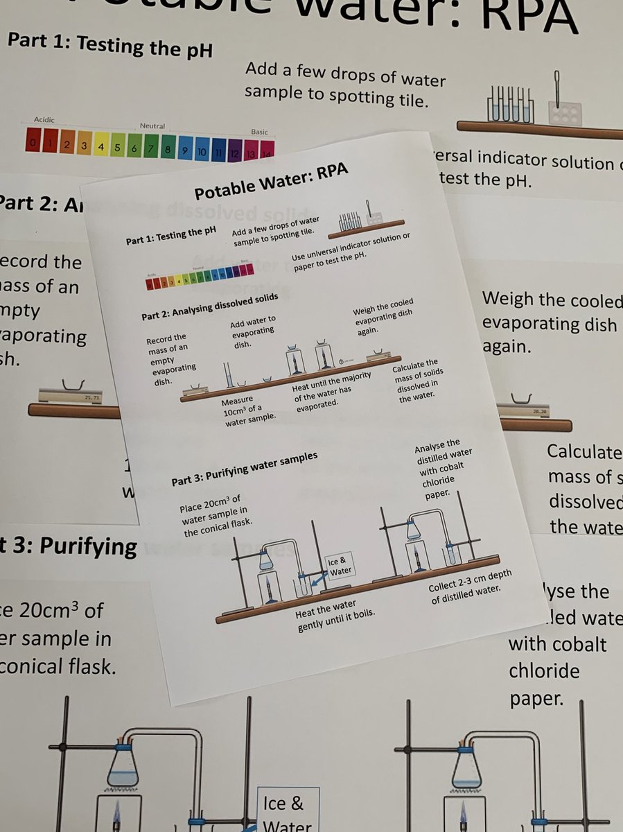 Integrated instructions display and student sheet for #potablewater required practical for #aqascience #chemistrygcse @AQA to use with my low ability year 10 class- to reduce the cognitive load! @ChemixLab thanks again!! @OGSScience @RSC_EiC