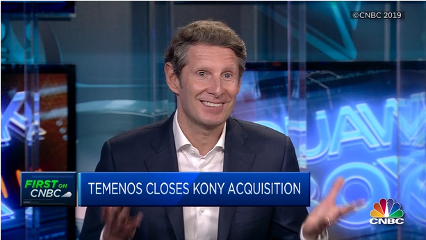 Temenos's tweet photo. Max Chuard, CEO of #Temenos, live on @CNBC discusses the close of the @Kony acquisition, the need for #banks to invest in front-to-back #digital transformation and the role of #fintech and big tech in delivering seamless customer experiences. https://t.co/NHh9mnWCkS https://t.co/CAmFVZS6G2
