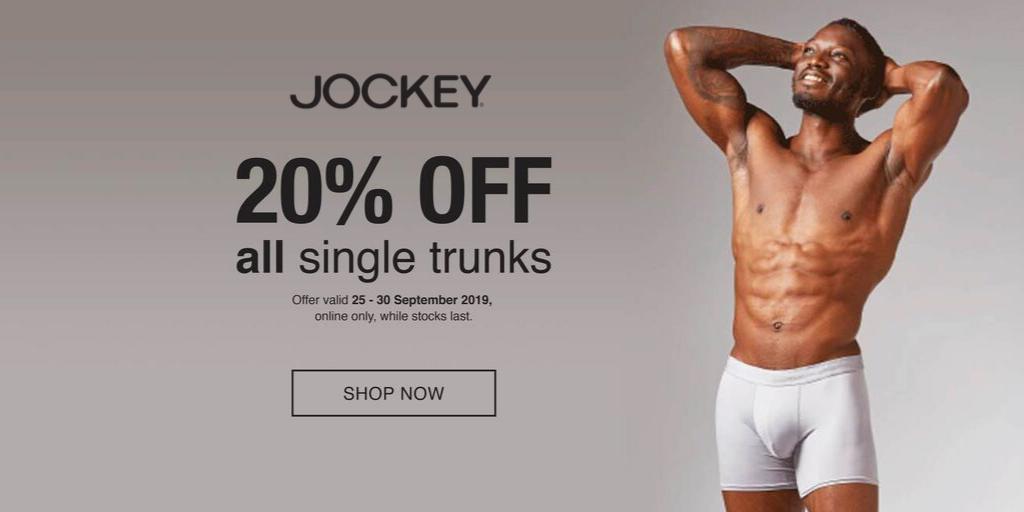 Online promotion only 
25-30 September 
While stocks last 
jockey.co.za/collections/sa…