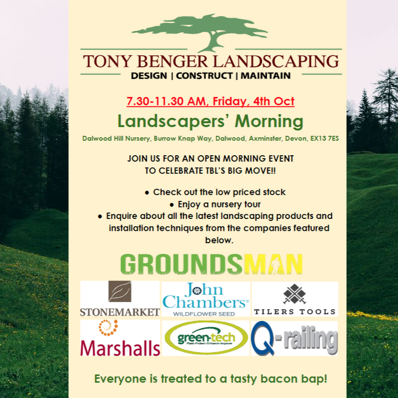 A FANTASTIC OPEN LANDSCAPERS' MORNING
TO CELEBRATE TBL'S BIG MOVE. Enjoy a nursery tour, get the latest info on landscaping products &amp; installation techniques, plus check out the low priced Stock. #landscapers #groundsmen #gardeners #design