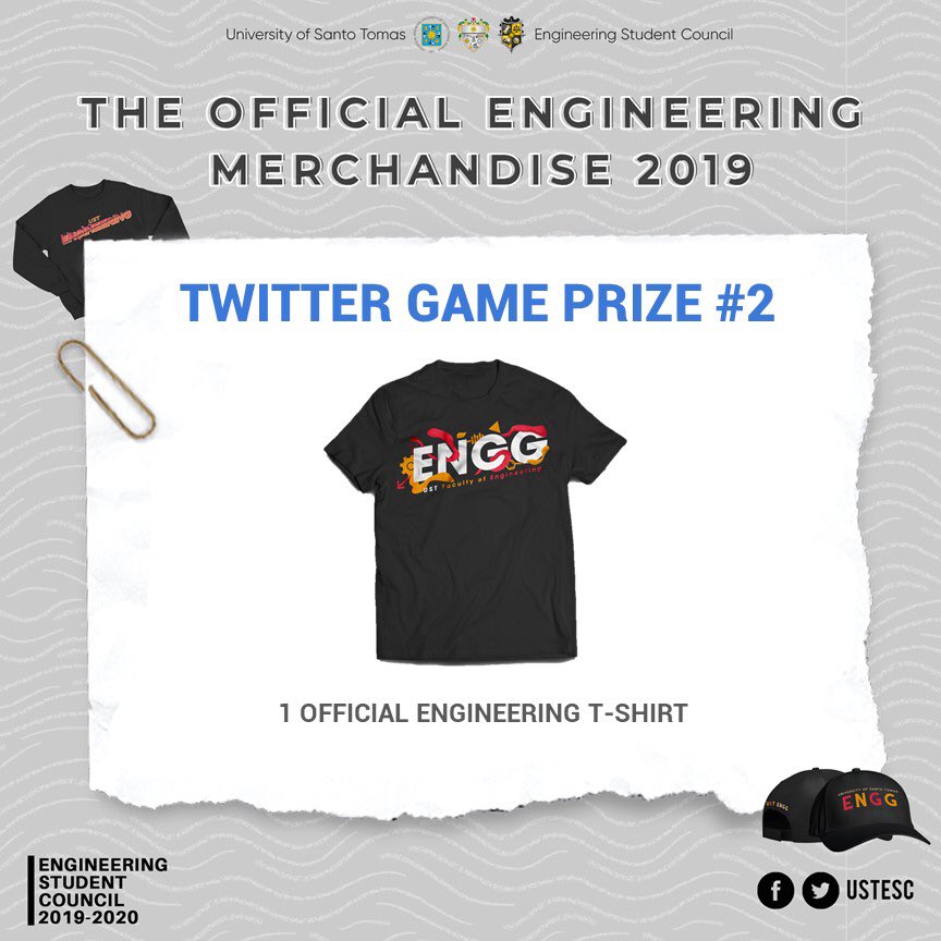 USTESC's tweet photo. Didn’t have the luck last night? Well, don’t worry! Because there’s gonna be another game later tonight!
Grab the chance to win the ENGINEERING MERCHANDISE SHIRT just by winning tonight’s game! Stay tuned for the mechanics.
#RideTheEngineeringWave
#EnggMerch2019 https://t.co/bvHiyrbNfS