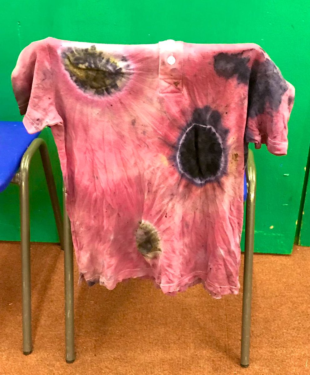 Our wonderful and extensive grounds give us a plentiful supply of blackberries every year. This year we did something a little different with our harvest, and our Cubs had a go at Tie-Dyeing using our blackberries for their Naturalist badge.  Great fun, and impressive results!