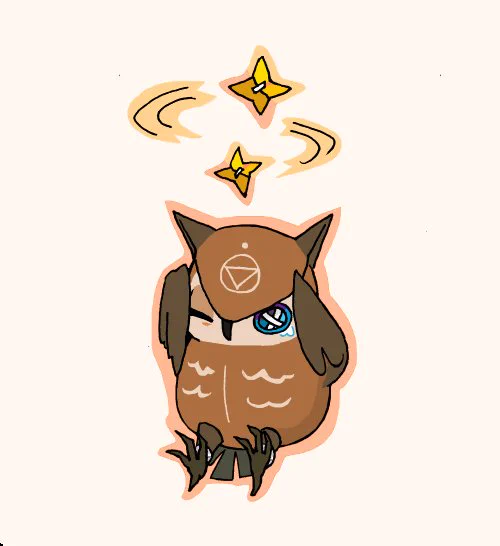ダウン状態のフクロウ 