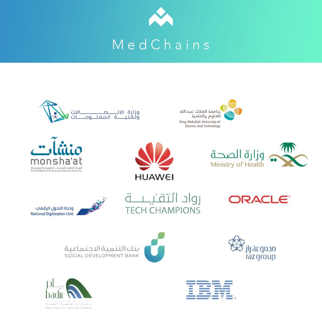 MedChains's tweet photo. We are pleased to announce that @MedChains has been selected as a one of tech champions pioneer for the 2019💎
@McitGovSa @SDB_sa @MonshaatSA @Badirprogram  @SaudiMOH @OracleStartup @RAZGroup @HuaweiArabia @KAUSTinnovation 
#رواد_التقنية

Thank you for supporting @MedChains💎 https://t.co/nD7PsiRrCH
