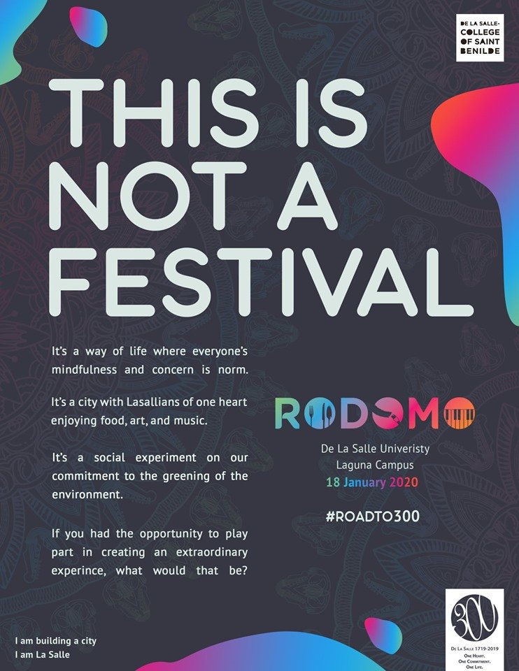 StudentTrainers's tweet photo. We invite you to join us on celebrating the 300th year of the life and legacy of Saint John Baptist de La Salle. We invite you to RODOMO: Lasallian City of Food, Arts, and Music.

Reserve your tickets now at the RODOMO booth, Greenway Square, Taft Campus.

#RODOMO2020 https://t.co/0u43UKT7nl
