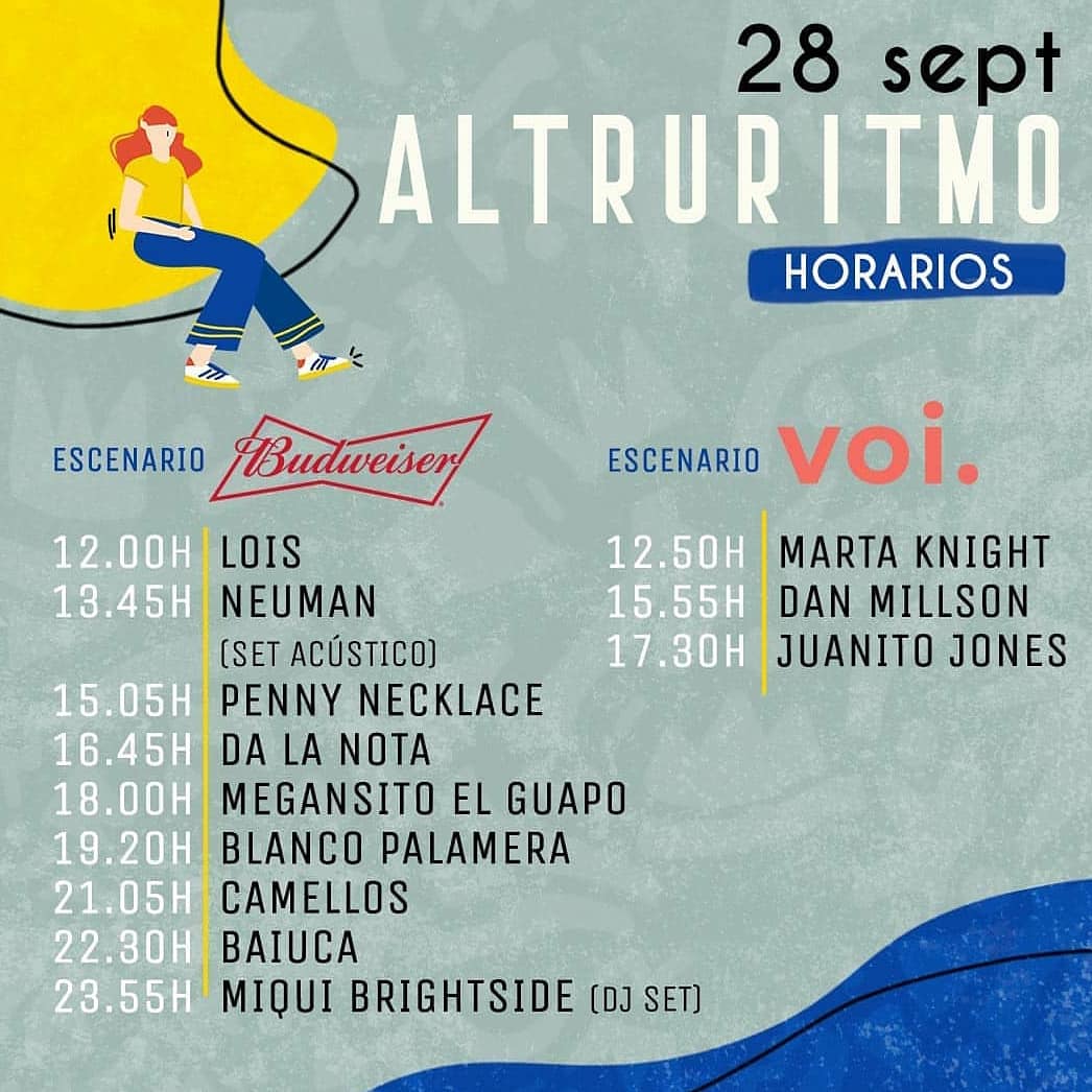 Acordesmusical1's tweet photo. Aquí os dejamos los horarios del próximo @Altruritmo que tendrá lugar este viernes.
¡ se viene festivalazo!
#altruritmo #altruritmo2019 #festival #festivales2020 #horarios #madrid #musica #music #acordes https://t.co/eJzxYY23yU