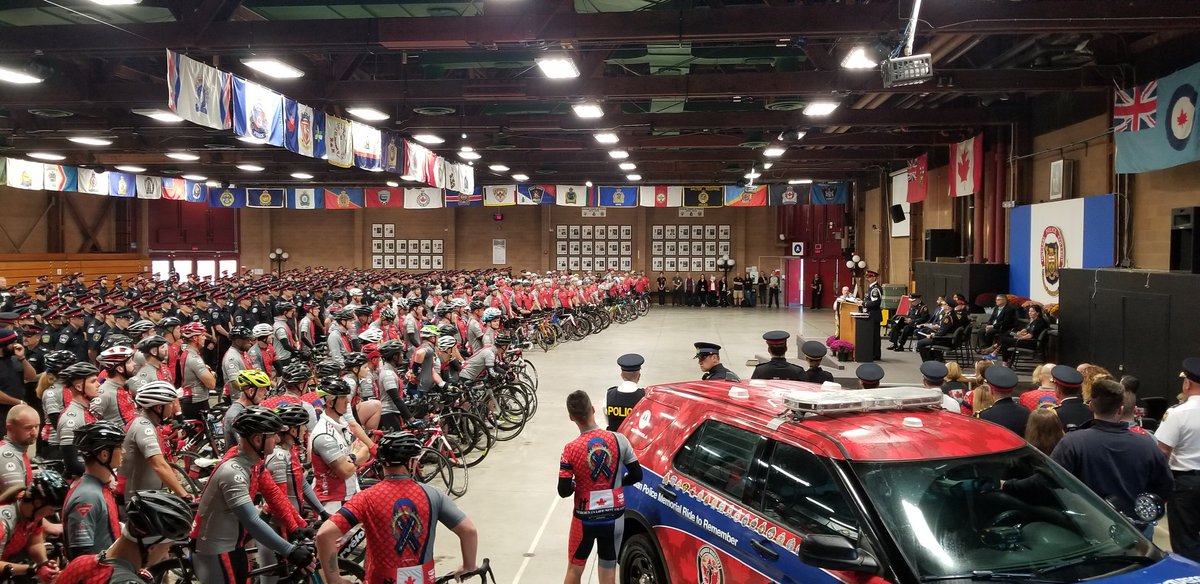 CanadianR2R's tweet photo. We are almost ready to roll as we kick off the 2019 #RidetoRemember at the @opcva to honour our fallen heroes. It's amazing to see a record number of cyclists this year who will make the 700-kilometre journey to the @CPPOM. Together we will remember their sacrifice. #HeroesinLife https://t.co/5CLJK5CUGG