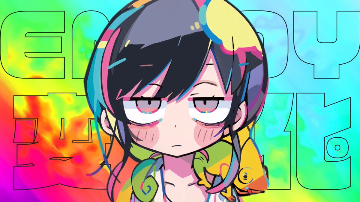 1girl solo black hair colorful looking at viewer portrait expressionless  illustration images