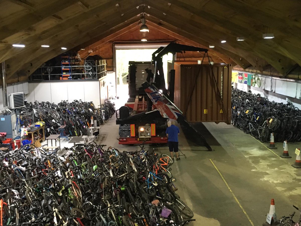 BicycleCharity's tweet image. This morning we welcomed our 18th container of 2019 into our warehouse for our partner @BENBikes_SA . Over the coming week it will be loaded with over 500 bikes and lots of spare parts and then sent on its way to arrive in South Africa next month.