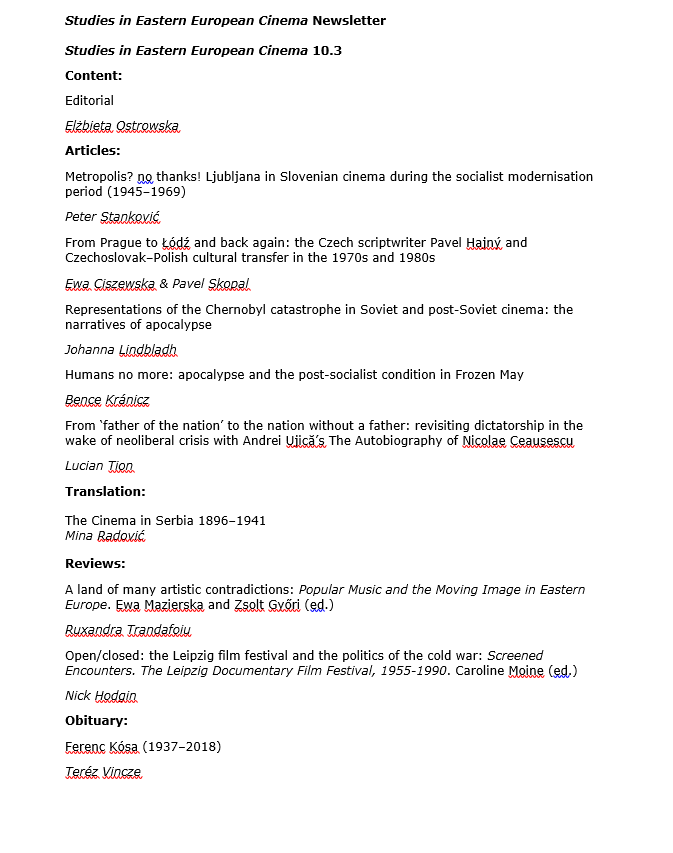 Studies in Eastern European Cinema tweet media