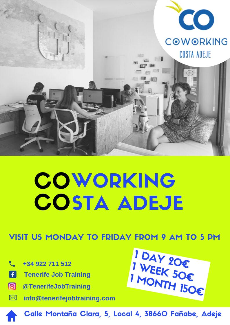 We are expanding our business activities with “COCO”.😊 🥥Come and have look to our new COWORKING space in Costa Adeje.🤩💻
COworking COsta Adeje is waiting for you!👍😉
tenerifejobtraining.com 
#meetup #coworking <a href="/TJTMarivi/">Tenerife JobTraining</a>  #freelancer #neonomad