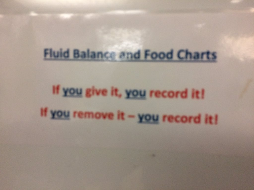 Fluid balance reminder, W34 staff, thanks Maria😀