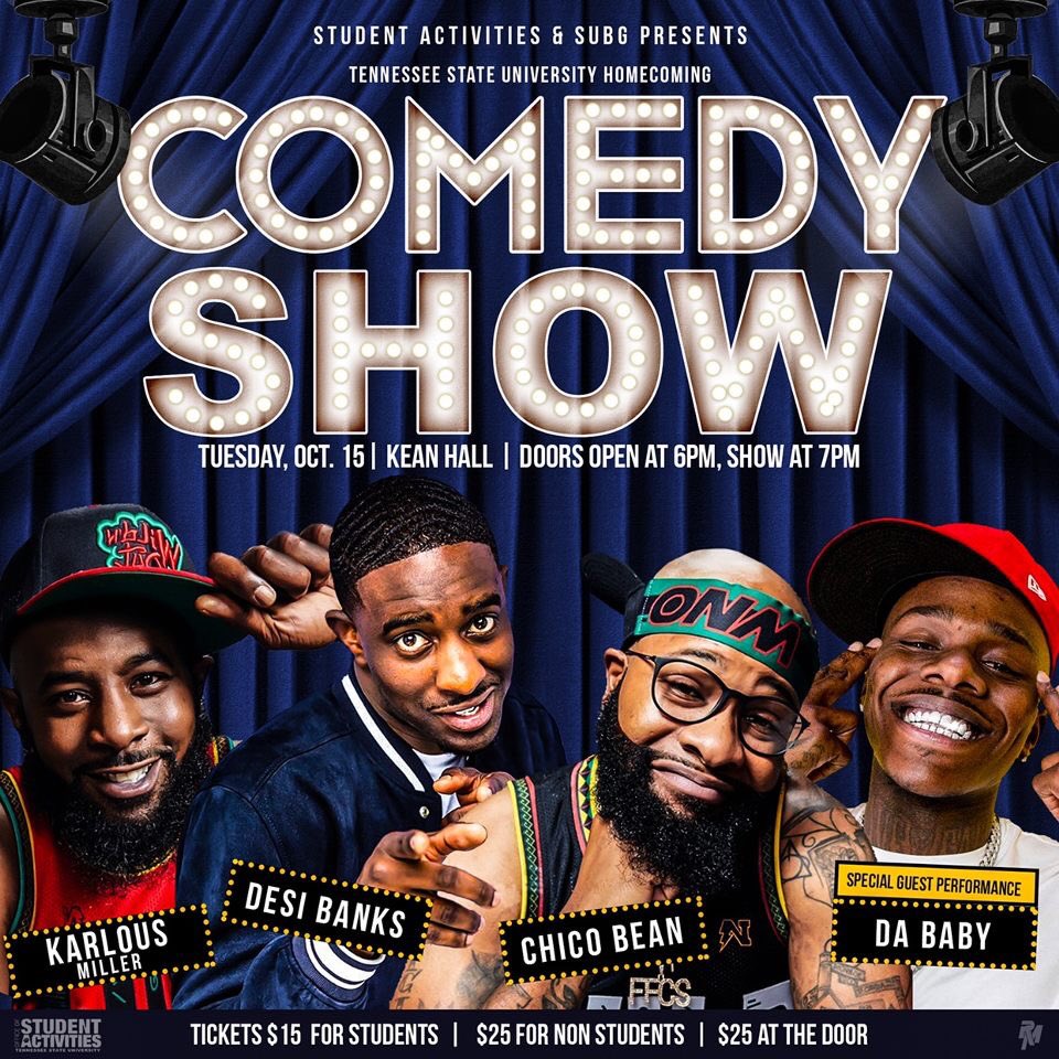 tsusubg's tweet photo. 🚨🐅 THE REAL &amp; OFFICIAL @tsusubg @subg_tnstate has FINALLY SPOKEN🗣🗣, THE OFFICIAL TENNESSEE STATE UNIVERSITY HOMECOMING COMEDY SHOW &amp; CONCERT LINEUP🔥🌍. Tickets going on sale SOON! #WeOnTENN https://t.co/K2pRD98Tlt