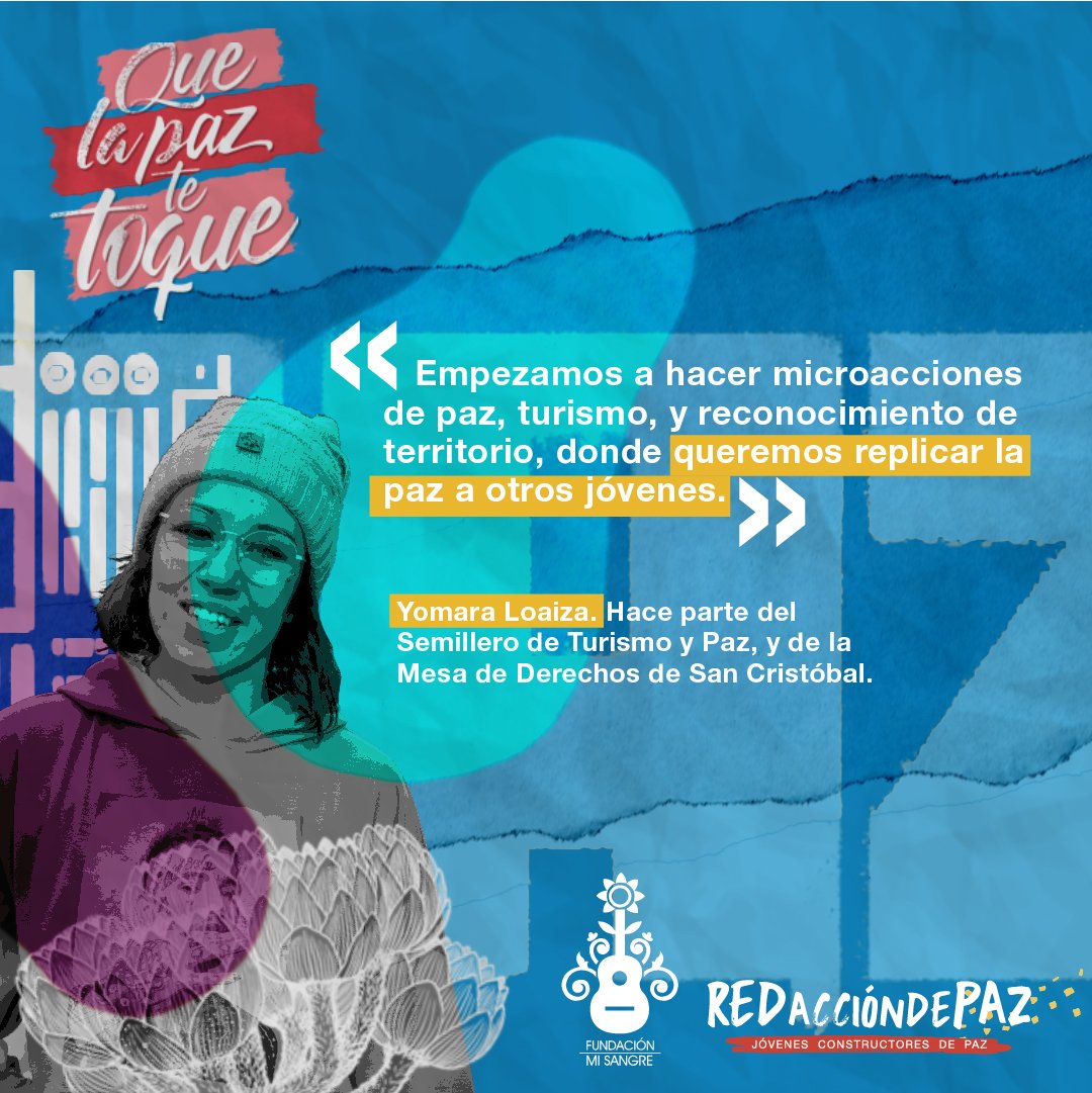 RedAccionDePaz's tweet photo. Cuando la paz tocó a @yomara_loaiza, comenzó ser parte de la creación de microacciones de paz que buscan promover una sana convivencia y el turismo en San Cristóbal. Ella y muchos otros jóvenes generan espacios de encuentro en el territorio para mejorar la calidad de vida.. https://t.co/4KmAoimDIS