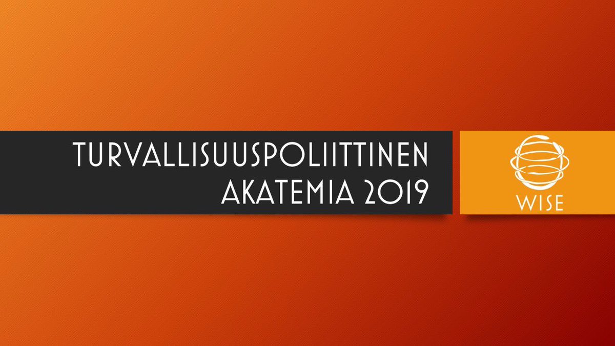 WiderSecurity's tweet photo. WISEn Turvallisuuspoliittinen akatemia 2019. Ilmoittautumiset info@widersecurity.fi. Ohjelma löytyy tÀÀltÀ https://t.co/q2qVuH6Z7g #wiseacademy https://t.co/qDX1OeNCKV