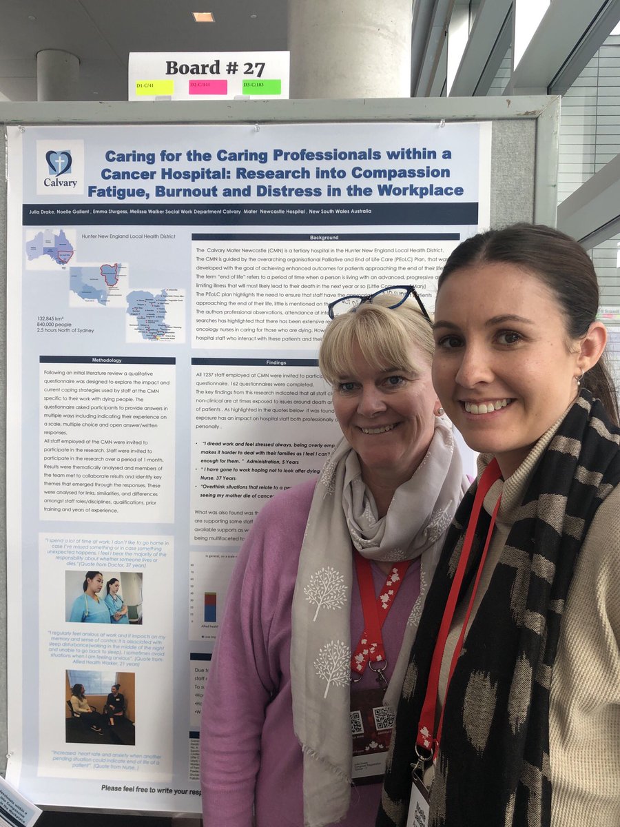 Great work my colleagues from Calvary Mater Newcastle on compassion fatigue, burnout and distress in the workplace. <a href="/CalvaryCareAUS/">Calvary Health Care</a> <a href="/LyndalMoore/">LYNDAL</a> <a href="/DrCraigGedye/">Craig Gedye</a> <a href="/DrSPAckland/">Stephen Ackland</a> <a href="/NickZdenkowski/">Nicholas Zdenkowski</a> <a href="/gill_blanchard/">Gillian Blanchard</a> <a href="/yolande90534970/">yolandecox</a> #IPOS2019