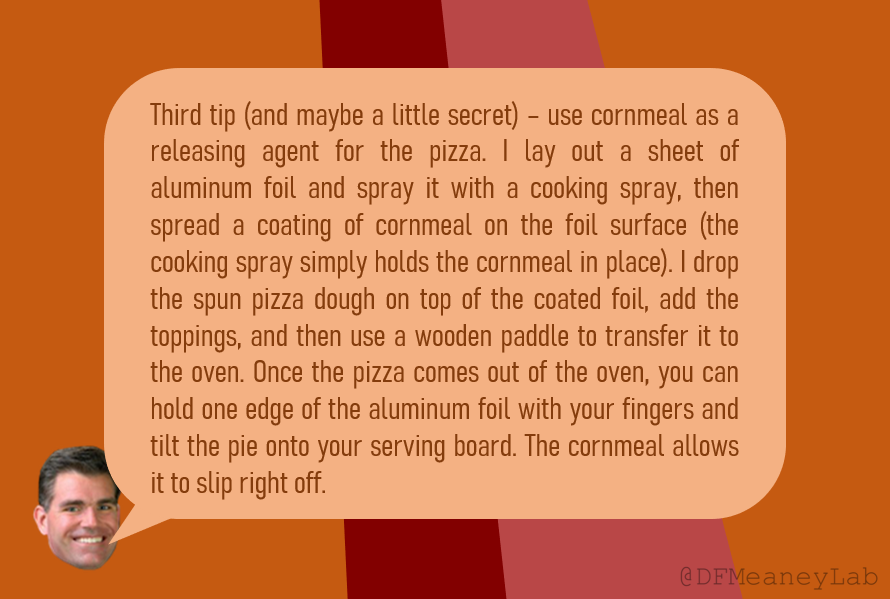 DFMeaneyLab's tweet photo. This week on #DearDave, "Pizza Monster" asks:  I heard you are an excellent pizza chef. What is your secret and when can I taste your creations? https://t.co/Se6s9Rr4Bc