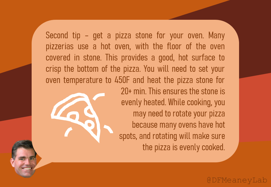 DFMeaneyLab's tweet photo. This week on #DearDave, "Pizza Monster" asks:  I heard you are an excellent pizza chef. What is your secret and when can I taste your creations? https://t.co/Se6s9Rr4Bc