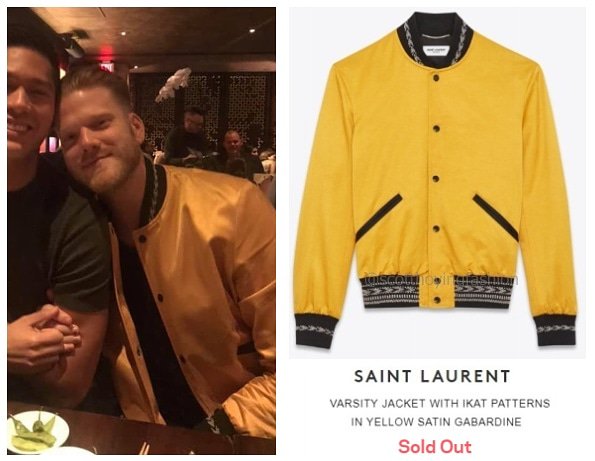 SHFashion17's tweet photo. Looks like the boys had a good time in Vegas! ๐ฒ๐ฐ @scotthoying wore the @ysl yellow varsity jacket out for dinner with @markmanio. ๐ฝ๏ธ๐
#scotthoying #scomark https://t.co/vCM1ANs9To