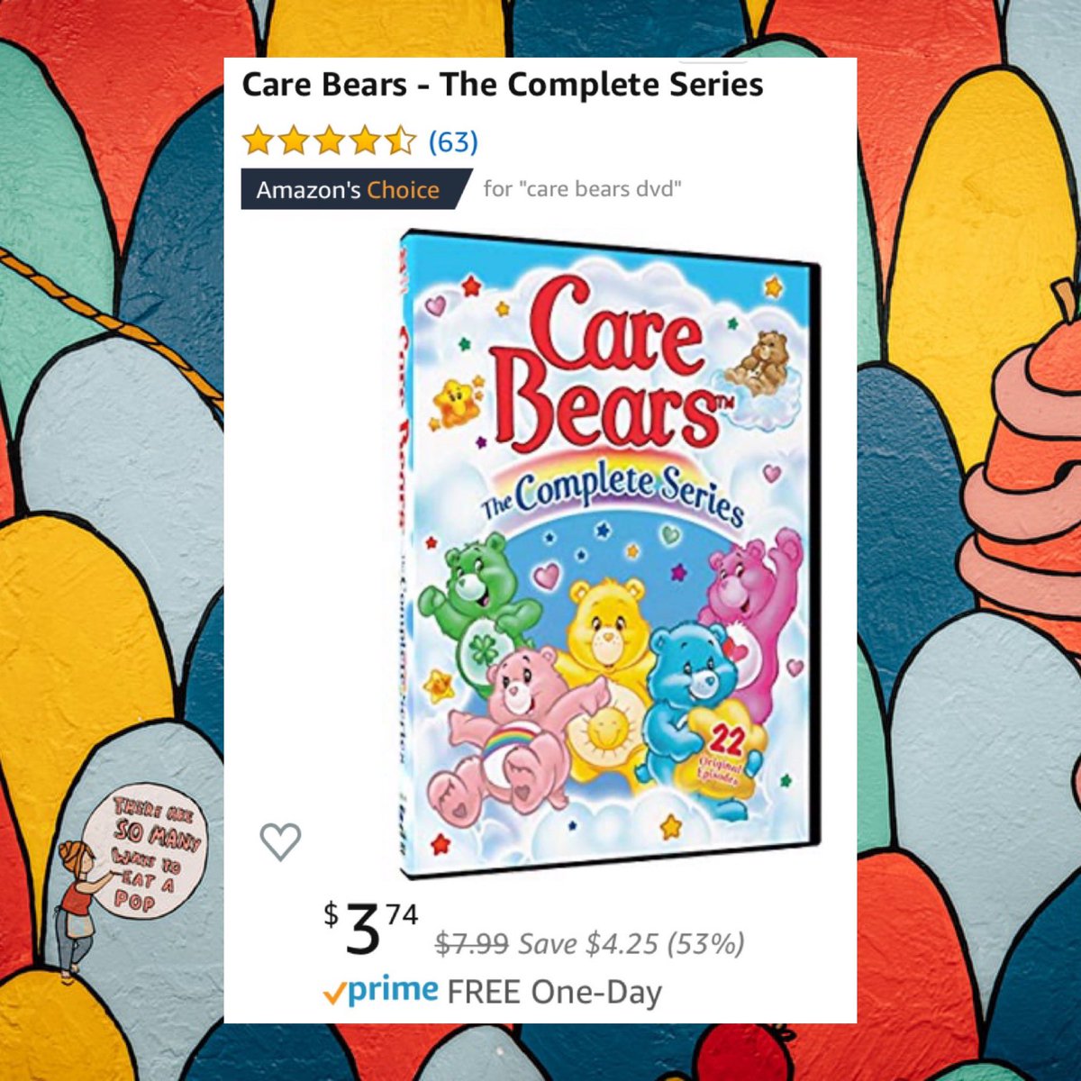 “Care Bears - The Complete Series” DVD for only $3.74.

amzn.to/2mJpsiw

#CareBears #80skids #80sShows #DVD #DailyDeal #Amazon #AmazonPrime #AmazonDeals #Deal #CareBearStare #Deals #dealoftheday