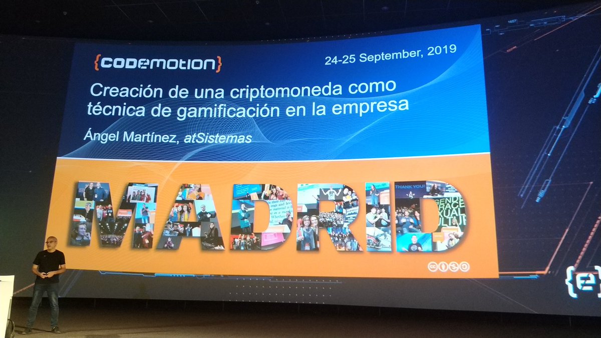 _evamprz_'s tweet photo. Comienza la charla de nuestro compañero Ángel M. Martínez en #CodemotionMadrid19 @atSistemas #gamificación https://t.co/DK196CiOWl