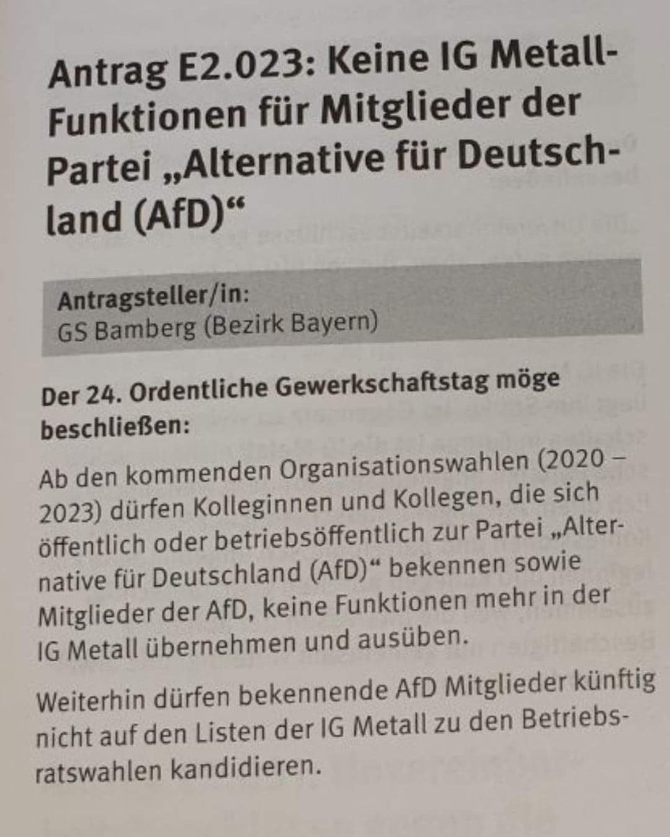 Kein AfD Mitglied wird sich zur IG Metall bekennen die alle verraten hat. GewerkschAft der Bosse