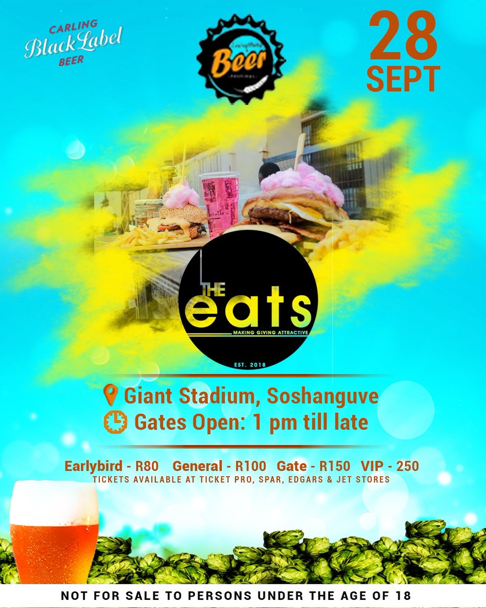 eats_za's tweet photo. Hello Eaters ๐๐๐
The Eats Pop-Up ๐๐พ๐๐พ๐๐พ
We invade #EverythingAndBeerFest on the 28th of September 2019 @Giant Staduim, Soshanguve ๐ฅ
Will you be there??? ๐ฎ๐๐๐ธ๐พ๐ท๐น๐ฅ #TheEatsZA #Foodie #WednesdayWisdom #MakingGivingAttractive #CharityEvent #Soshanguve #SouthAfrica ๐ฟ๐ฆ https://t.co/cbQwtZhOrd