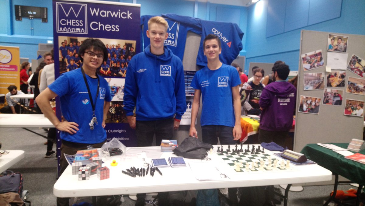 Come say hi to us at the Freshers Fair! <a href="/WarwickUni/">University of Warwick</a> <a href="/WarwickSU/">WSU</a>

Join the biggest uk university chess society, <a href="/ECFchess/">English Chess Federation (ECF)</a> club of the year, <a href="/BUCAchess/">British Uni Chess</a> 3-Time Champions, <a href="/WarwickVol/">Warwick Volunteers</a> Chess in Schools, or our <a href="/warwicksport/">Warwick Sport</a> football team!