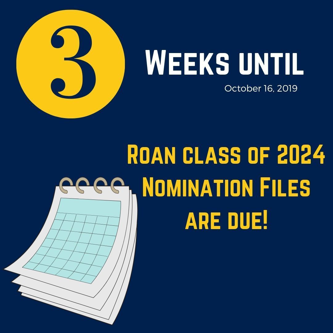 The application window for the Roan Class of 2024 closes on October 16; completed files are due by that day. There's still time for high schools to nominate, and for homeschooled students to apply -contact the Roan office to learn more. We can't wait to meet this year's nominees!