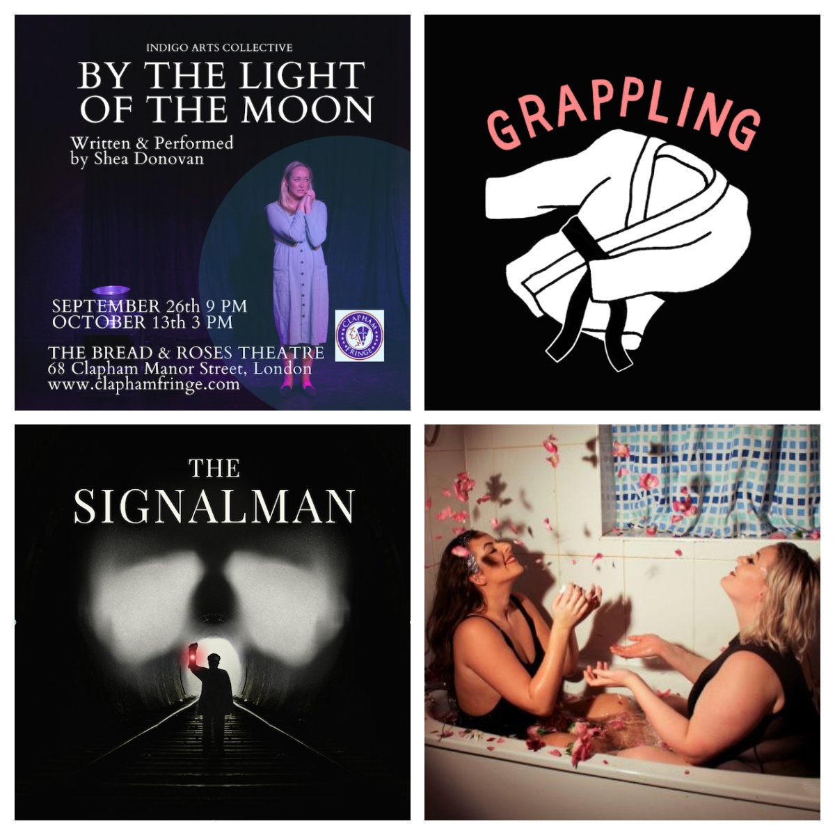 Tonight at #ClaphamFringe 
What's on::
3pm - By The Light of the Moon by Indigo Arts Collective
5pm - <a href="/SignalmanPlay/">The Signalman</a> by <a href="/SamRaffal/">Sam Raffal</a> 
7pm - Grappling by Maddie Haynes 
9pm - Tits Teeth and Twat by <a href="/pamsparasites/">Tits, Teeth & Twat</a> 
claphamfringe.com/whats-on.html