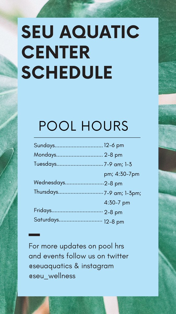 SEUAquatics's tweet photo. this is the official pool schedule for fall 2019! come out to enjoy the sun today https://t.co/IXKcr57InP
