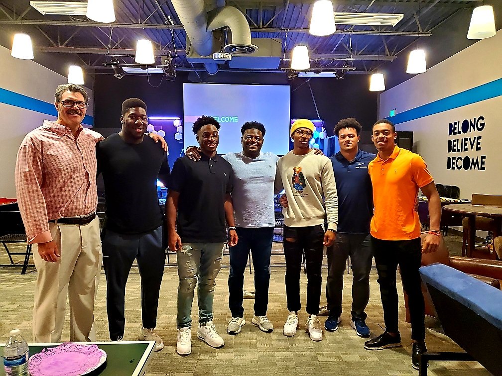 DerwinLGray's tweet photo. After spending time with @micahsimon_ @malik9moore @TylerAllgeier17 @JJ2js61 @GeorgeUdo18 @coachgrimey
at Centerpoint Church in Orem last Sunday, I'm even more impressed with what's happening in Provo. @BYUfootball https://t.co/pAgzJSYRlD