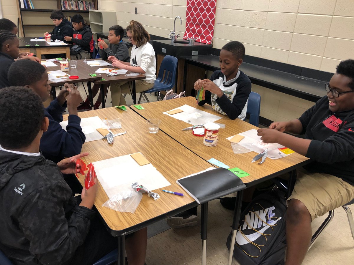 PutnamMiddle's tweet image. Ms. Steele's 6th grade Earth Science class learned to model different types of plate boundaries through a simulation of "snack tectonics." Students created 3 different types of tectonic plate boundaries using graham crackers, fruit roll-ups, and white icing! #LeadingfromtheMiddle