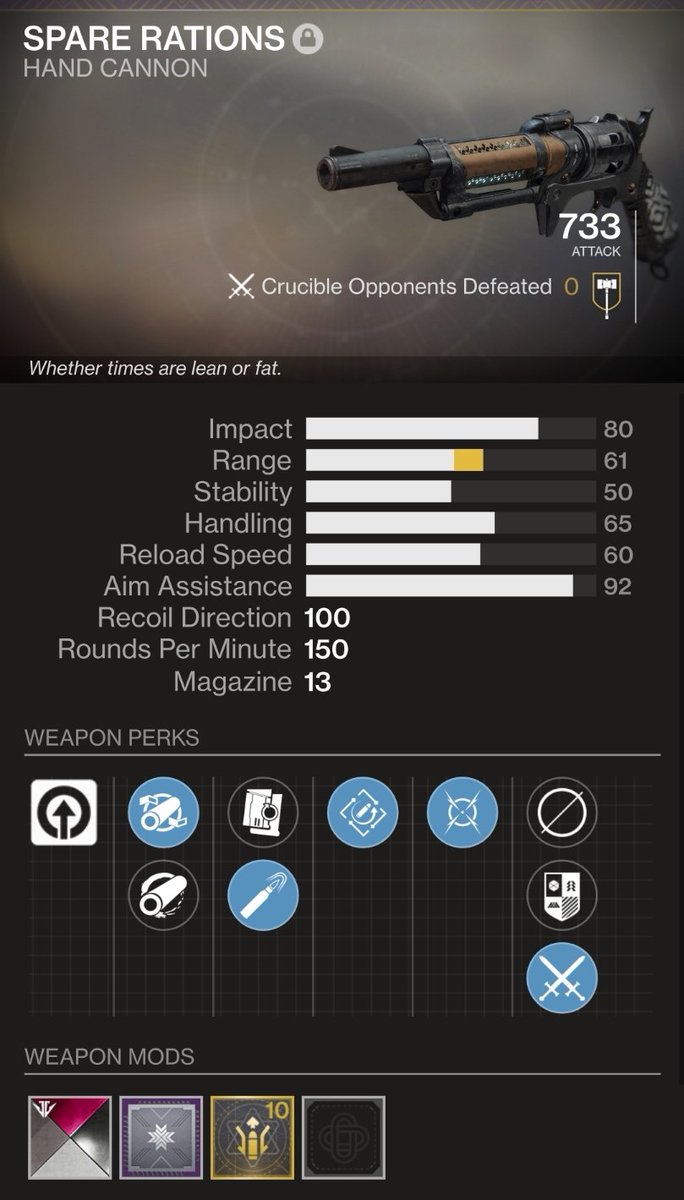 PDiscoparty's tweet photo. First spare rations to ever drop, insert hate mail below
#Destiny2 #sparerations #farming https://t.co/ihBhTYP6nI