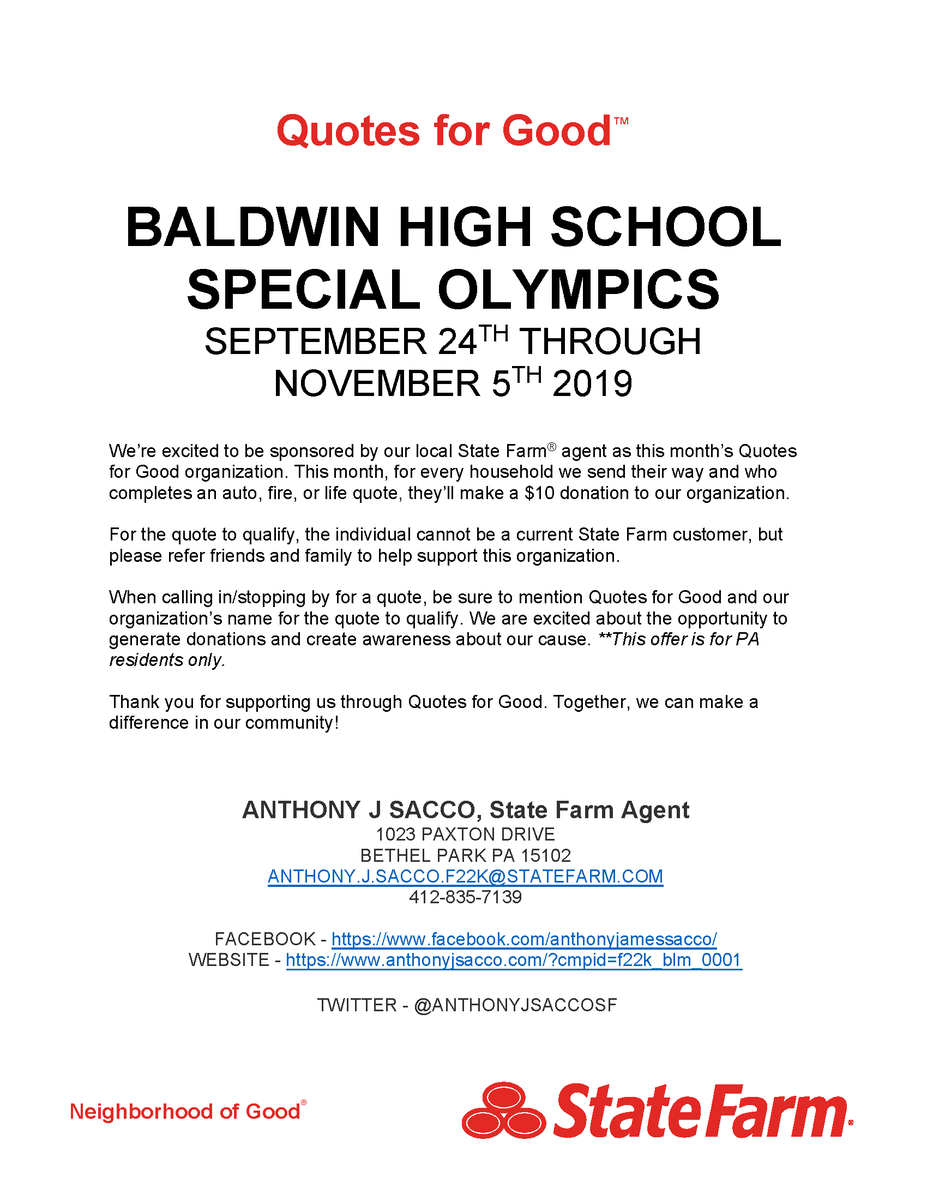 bhsolympics's tweet photo. We're excited 2 be partnering w/ @AnthonyJSaccoSF &amp; the #QuotesForGood program! From now through Nov. 5th, if you show/mention this flyer when getting an insurance quote from Anthony, he will donate $10 to our club!!! 😲 Help spread the word! @BHSActivities @BWPupilServices https://t.co/4LIiMzoBb6