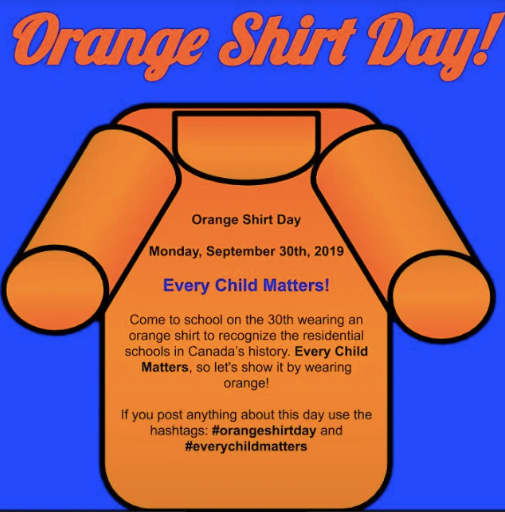 MMRobinsonHS's tweet photo. MMR is honouring #OrangeShirtDay  Everyone is encouraged to wear an orange shirt on MONDAY Sept. 30th to honour and remember all residential school survivors   @HaltonDSB #EveryChildMatters https://t.co/9gmupFdBNg