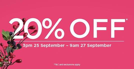 Our 20% off sale is now live! Find your favourites for less from now until 9am Friday GMT. Shop via your Independent Consultant: fal.cn/349bw [T&amp;Cs apply.]