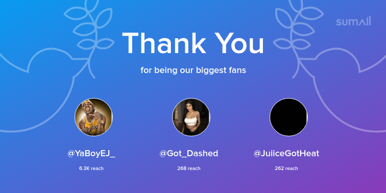bailz_2k's tweet photo. Our biggest fans this week: YaBoyEJ_, Got_Dashed, JuiiceGotHeat. Thank you! via https://t.co/NhbbqRCo7A https://t.co/MGzPwbOmWh