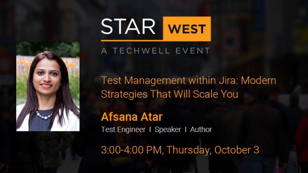 Go2Group's tweet image. Join @AfsanaAtar, author of the book “Hands-On Test Management with Jira”, at her session and learn about the benefits of using a #testmanagement tool like #synapseRT within @Jira in a complex and challenging business environment. bit.ly/2l7wJYU @techwell #STARWEST