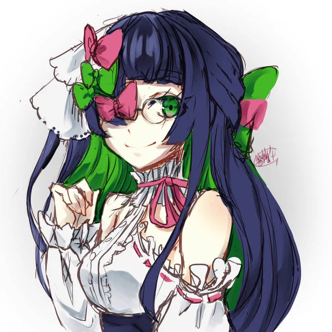 リボン女子どんな配色がいいかなぁというらくがき 