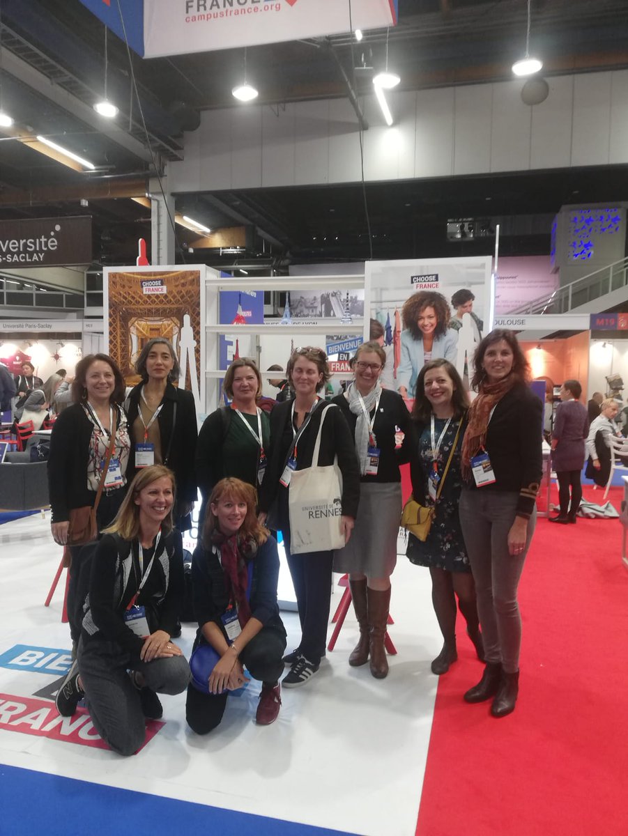 RennesUniv_EN's tweet photo. Rennes higher education staff members informal meeting ✌ near #CampusFrance booth at #EAIE2019 https://t.co/sfSZusBucX