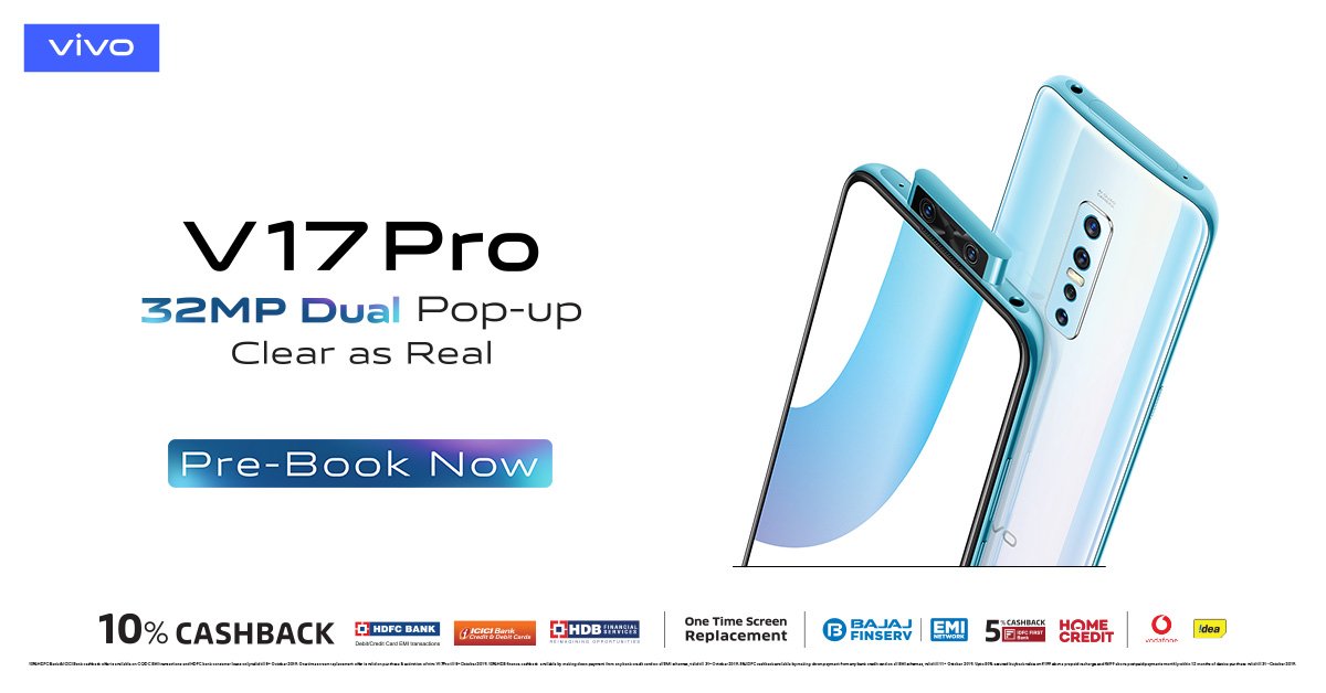 Vivo_India's tweet photo. Get ready for a magical journey with the #vivoV17Pro. Capture life #ClearAsReal with the world’s first 32MP Dual Pop-Up Selfie Camera. Sale goes Live on 27th September 2019. RT or  ❤️  to get a reminder on D-day Get Notified. https://t.co/ABUrK9RiRe