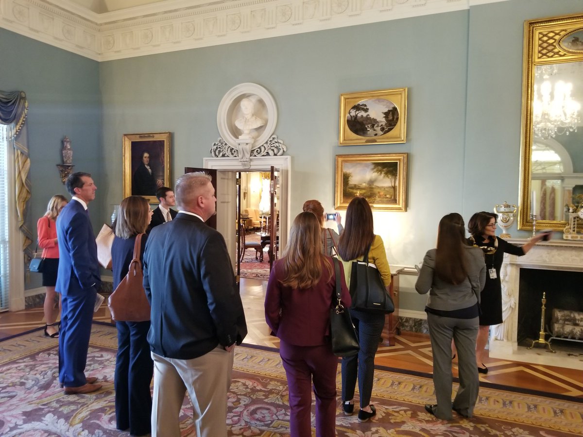 KSFarmBureau's tweet photo. @KSFarmBureau #LeadershipKFB kicks off their DC experience with a tour of the United States Department of State Diplomatic Reception Rooms. #KFB https://t.co/g8SscajkPB
