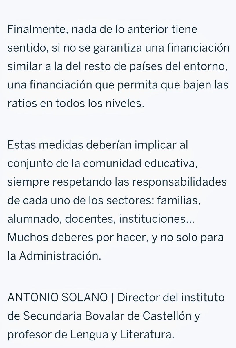 tonisolano's tweet photo. Estas son mis opiniones sobre Educación. A algunos les parecen fuera de lugar o desatinadas, pero no obligo a nadie a pensar así. Quienes se sientan ofendidos o molestos pueden dejar de seguir esta cuenta y reservar su ira para los que pontifican desde fuera del aula. https://t.co/jadva7bYKp