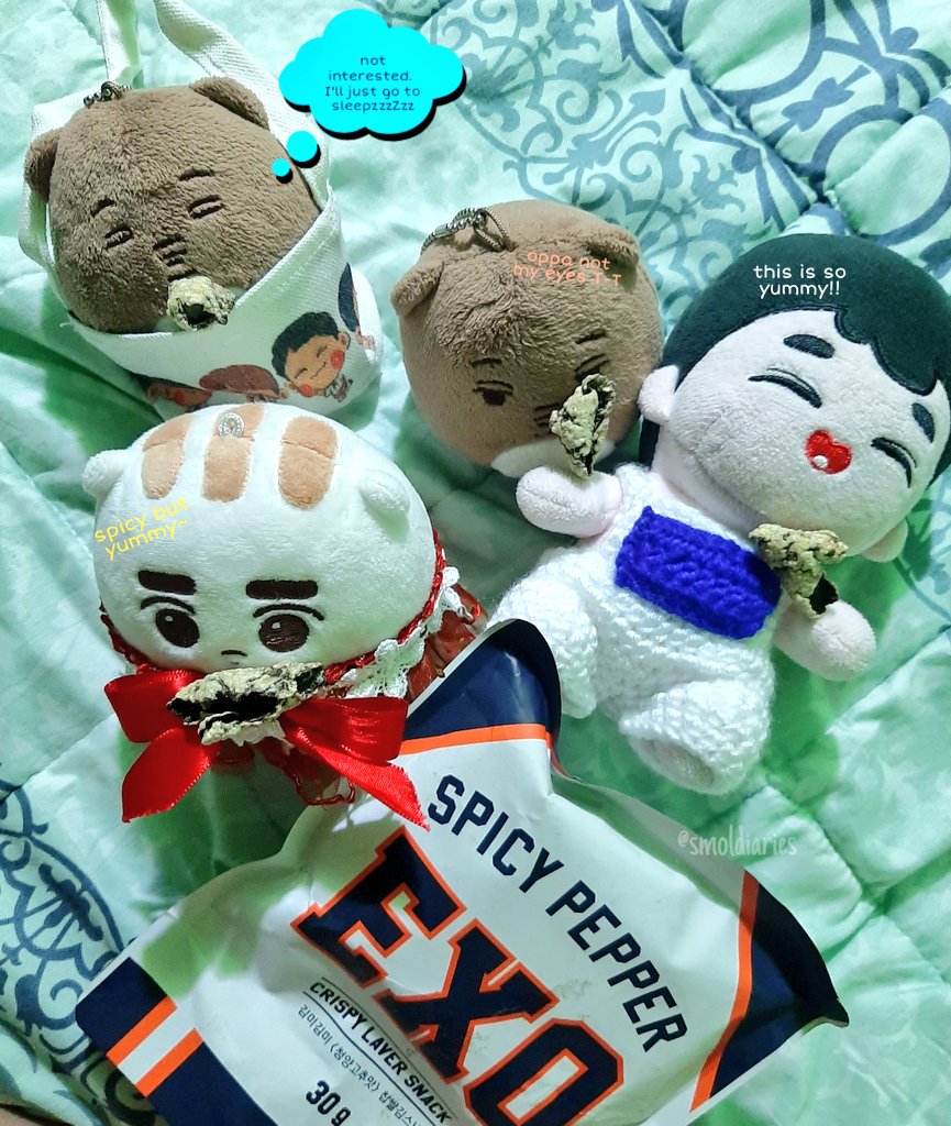 smoldiaries's tweet photo. SD44 190925
Snack time before going to bed... ๐ Mom allowed us to eat 1 piece each only bcos it's a bit spicy.
#diaryupdate #smolconvos #Soo #Ham #HashK #MashK #exodoll #Kyungsoo #Kai https://t.co/wHjhbeuCSg